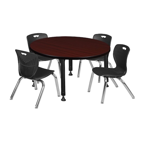 Regency Tables > Height Adjustable > Round Table & Chair Sets, 36 W, 36 L, 23-34 H, Mahogany TB36RNDMHAPBK45BK